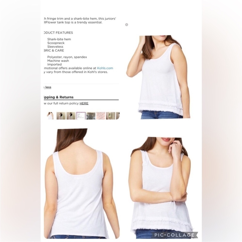 Wallflower tank top with fringe detail Woman’s Med white shark bite hem - Picture 6 of 13